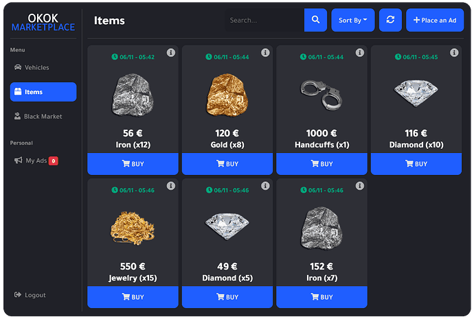 okokMarketplace — FiveM Scripts (Standalone)
